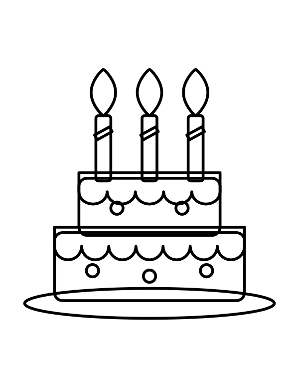 Birthday cake coloring page