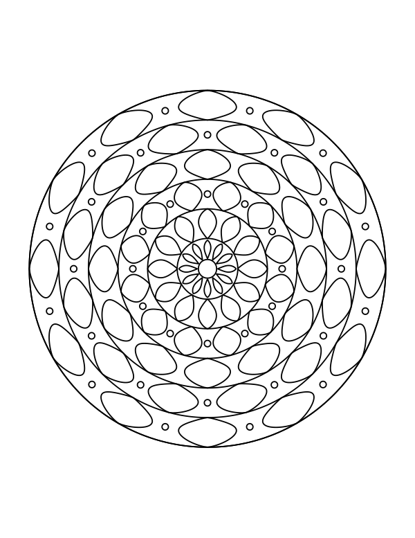 Detailed circle mandala coloring page